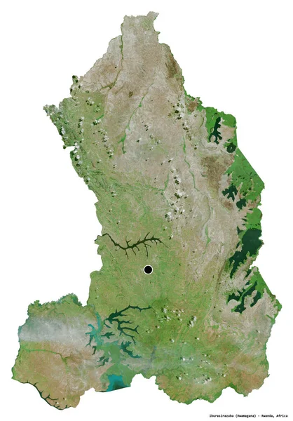 卢旺达省Iburasirazuba的形状 其首都因白色背景而孤立 卫星图像 3D渲染 — 图库照片