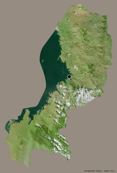 卢旺达省Iburengerazuba的形状 其首都用纯色背景隔开 卫星图像 3D渲染 — 图库照片