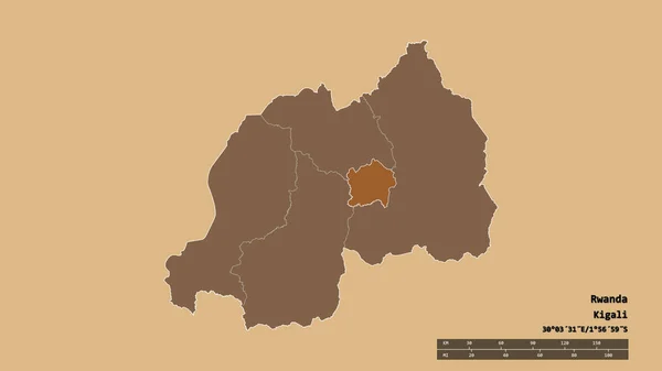 Forma Desolata Del Ruanda Con Sua Capitale Principale Divisione Regionale — Foto Stock