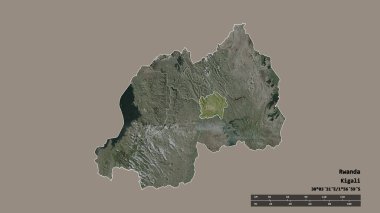 Başkenti, ana bölgesel bölümü ve ayrılmış Umujyi wa Kigali bölgesi ile Rwanda 'nın dejenere edilmiş şekli. Etiketler. Uydu görüntüleri. 3B görüntüleme