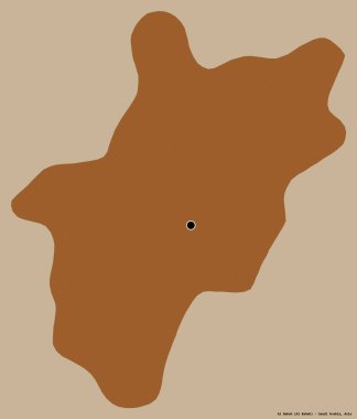 Al Bahah 'ın şekli, Suudi Arabistan bölgesi, başkenti katı bir renk arkaplanı ile izole edilmiş. Desenli dokuların bileşimi. 3B görüntüleme