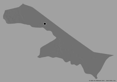 Suudi Arabistan 'ın başkenti Suudi Arabistan bölgesindeki Al Hudud Ash Shamaliyah' ın şekli katı bir renk arkaplanı ile izole edilmiştir. Çift seviyeli yükseklik haritası. 3B görüntüleme