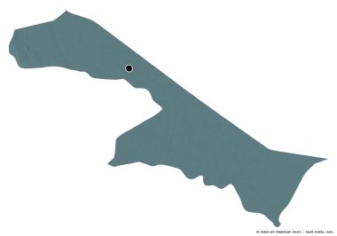 Al Hudud Ash Shamaliyah 'ın şekli, Suudi Arabistan bölgesi, başkenti beyaz arka planda izole edilmiş. Renkli yükseklik haritası. 3B görüntüleme