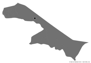 Al Hudud Ash Shamaliyah 'ın şekli, Suudi Arabistan bölgesi, başkenti beyaz arka planda izole edilmiş. Çift seviyeli yükseklik haritası. 3B görüntüleme