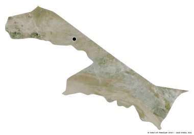 Al Hudud Ash Shamaliyah 'ın şekli, Suudi Arabistan bölgesi, başkenti beyaz arka planda izole edilmiş. Uydu görüntüleri. 3B görüntüleme