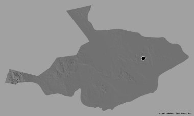 Suudi Arabistan 'ın başkenti Al Jawf' ın katı renk arkaplanı ile izole edilmiş hali. Çift seviyeli yükseklik haritası. 3B görüntüleme