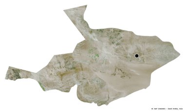 Suudi Arabistan 'ın başkenti Al Jawf' ın beyaz arka planda izole edilmiş hali. Uydu görüntüleri. 3B görüntüleme