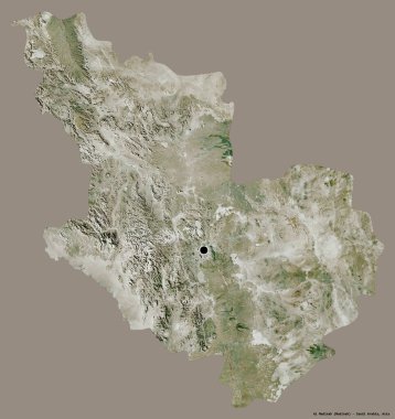 Al Madinah 'ın şekli, Suudi Arabistan bölgesi, başkenti katı bir renk arkaplanı ile izole edilmiş. Uydu görüntüleri. 3B görüntüleme