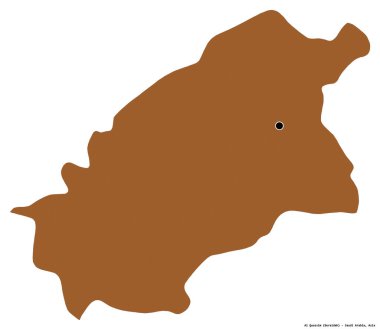 Al Quassim 'in şekli, Suudi Arabistan bölgesi, başkenti beyaz arka planda izole edilmiş. Desenli dokuların bileşimi. 3B görüntüleme