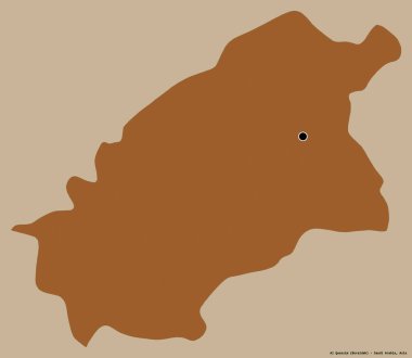 Al Quassim 'in şekli, Suudi Arabistan bölgesi, başkenti katı bir renk arkaplanı ile izole edilmiş. Desenli dokuların bileşimi. 3B görüntüleme