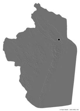 Ar Riyad 'ın şekli, Suudi Arabistan bölgesi, başkenti beyaz arka planda izole edilmiş. Çift seviyeli yükseklik haritası. 3B görüntüleme