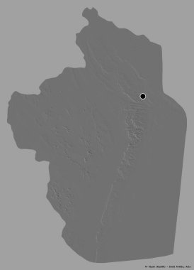 Suudi Arabistan 'ın başkenti Ar Riyad' ın katı renk arkaplanı ile izole edilmiş hali. Çift seviyeli yükseklik haritası. 3B görüntüleme