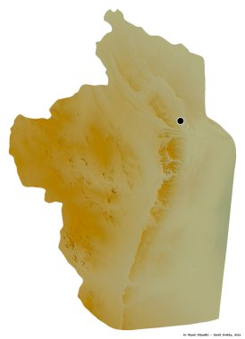 Ar Riyad 'ın şekli, Suudi Arabistan bölgesi, başkenti beyaz arka planda izole edilmiş. Topografik yardım haritası. 3B görüntüleme