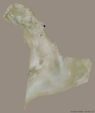 Suudi Arabistan 'ın başkenti Ash Sharqiyah' ın katı renk arkaplanı ile izole edilmiş hali. Uydu görüntüleri. 3B görüntüleme