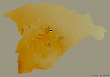 Suudi Arabistan 'ın başkenti Ha' il 'in katı renk arkaplanı ile izole edilmiş hali. Topografik yardım haritası. 3B görüntüleme