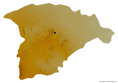 Suudi Arabistan 'ın başkenti Ha' il 'in beyaz arka planda izole edilmiş hali. Topografik yardım haritası. 3B görüntüleme