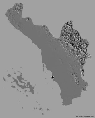 Suudi Arabistan 'ın başkenti Jizan' ın katı renk arkaplanı ile izole edilmiş hali. Çift seviyeli yükseklik haritası. 3B görüntüleme