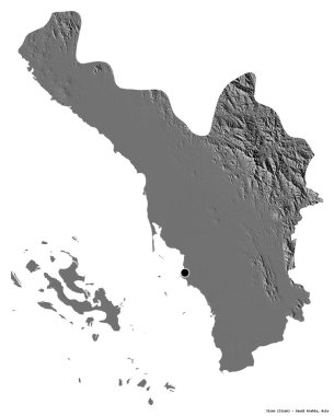 Suudi Arabistan 'ın başkenti Jizan' ın beyaz arka planda izole edilmiş hali. Çift seviyeli yükseklik haritası. 3B görüntüleme