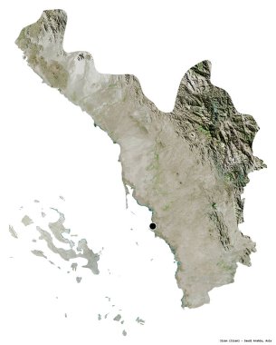 Suudi Arabistan 'ın başkenti Jizan' ın beyaz arka planda izole edilmiş hali. Uydu görüntüleri. 3B görüntüleme