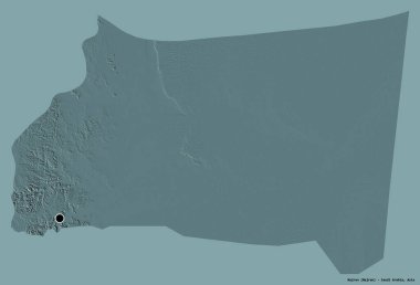 Suudi Arabistan 'ın başkenti Najran' ın katı renk arkaplanı ile izole edilmiş hali. Renkli yükseklik haritası. 3B görüntüleme