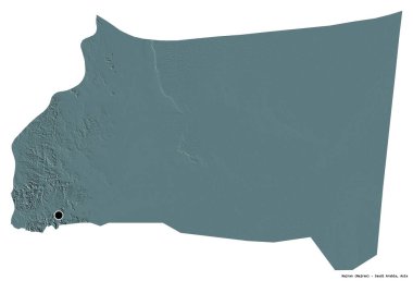 Suudi Arabistan 'ın başkenti Najran' ın beyaz arka planda izole edilmiş hali. Renkli yükseklik haritası. 3B görüntüleme