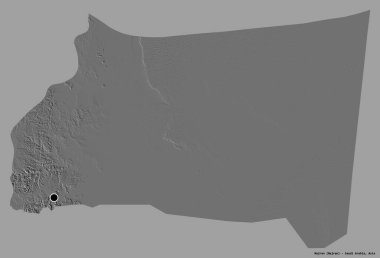Suudi Arabistan 'ın başkenti Najran' ın katı renk arkaplanı ile izole edilmiş hali. Çift seviyeli yükseklik haritası. 3B görüntüleme