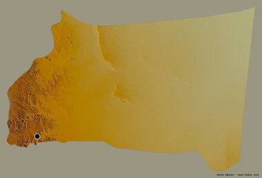 Suudi Arabistan 'ın başkenti Najran' ın katı renk arkaplanı ile izole edilmiş hali. Topografik yardım haritası. 3B görüntüleme