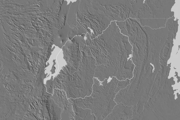 Área Extendida Ruanda Con Contorno País Fronteras Internacionales Regionales Mapa — Foto de Stock