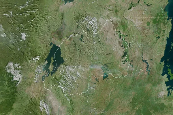 Utvidgat Område Rwanda Med Landskiss Internationella Och Regionala Gränser Satellitbilder — Stockfoto