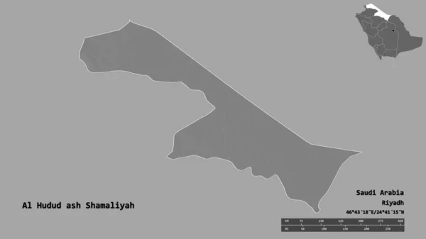 Forma Ceniza Hudud Shamaliyah Región Arabia Saudita Con Capital Aislada —  Fotos de Stock