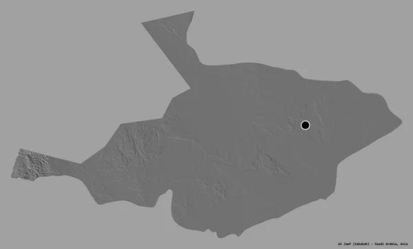 Forma Jawf Región Arabia Saudita Con Capital Aislada Sobre Fondo —  Fotos de Stock