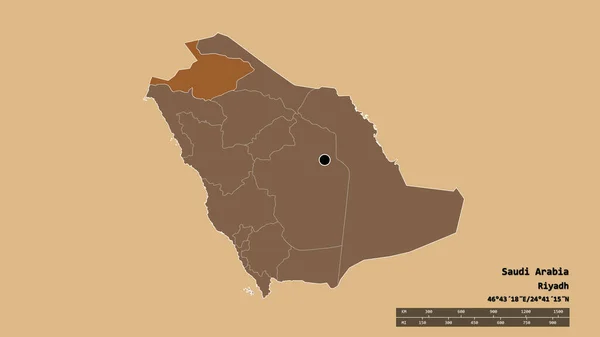 Обесцвеченная Форма Саудовской Аравии Столицей Главным Региональным Разделением Отделенной Зоной — стоковое фото