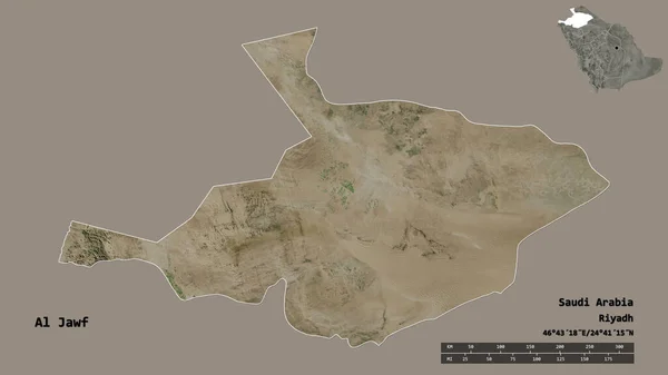 Forma Jawf Región Arabia Saudita Con Capital Aislada Sobre Sólido —  Fotos de Stock