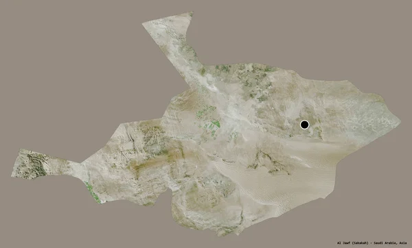 Forma Jawf Región Arabia Saudita Con Capital Aislada Sobre Fondo —  Fotos de Stock