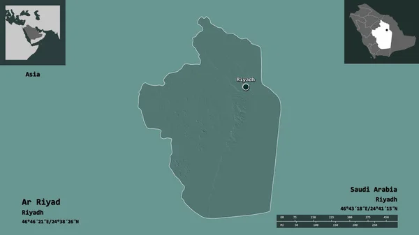 Shape Riyad Region Saudi Arabia Its Capital Distance Scale Previews — Stock Photo, Image