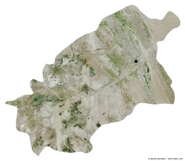 Al Quassim 'in şekli, Suudi Arabistan bölgesi, başkenti beyaz arka planda izole edilmiş. Uydu görüntüleri. 3B görüntüleme
