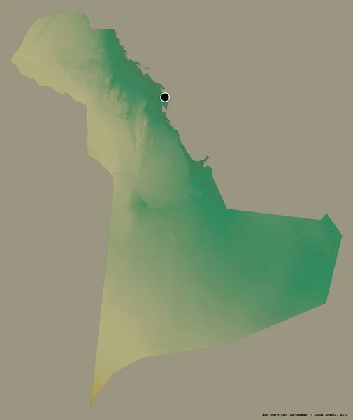 Форма Ash Sharqiyah Регион Саудовской Аравии Столицей Изолированы Твердом Цветном — стоковое фото