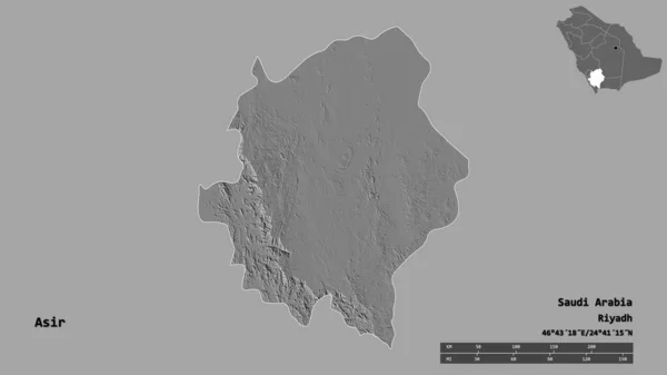 Forme Asir Région Arabie Saoudite Avec Capitale Isolée Sur Fond — Photo