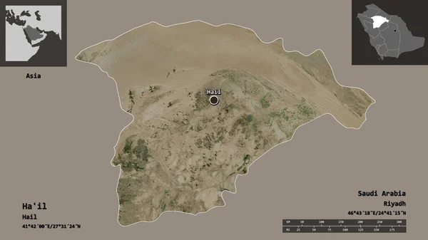 Σχήμα Περιοχή Της Σαουδικής Αραβίας Και Την Πρωτεύουσά Της Κλίμακα — Φωτογραφία Αρχείου