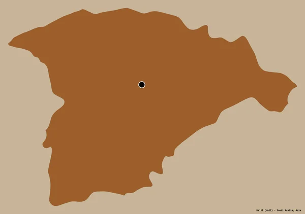 Kształt Regionu Arabii Saudyjskiej Stolicą Odizolowaną Solidnym Tle Koloru Skład — Zdjęcie stockowe