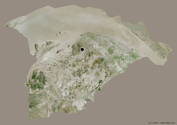 サウジアラビアの領域であるHa Ilの形で その首都はしっかりとした色の背景に隔離されています 衛星画像 3Dレンダリング — ストック写真