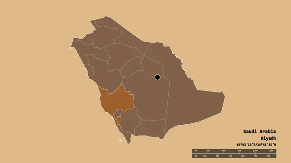 Forma Desolata Dell Arabia Saudita Con Sua Capitale Principale Divisione — Foto Stock