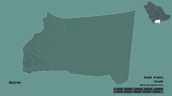 Form Najran Regionen Saudiarabien Med Dess Huvudstad Isolerad Solid Bakgrund — Stockfoto