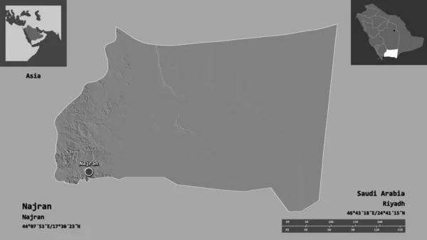 Forma Najran Región Arabia Saudita Capital Escala Distancia Vistas Previas —  Fotos de Stock