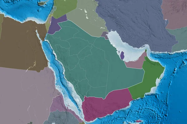 Area Estesa Dell Arabia Saudita Con Contorno Paese Confini Internazionali — Foto Stock