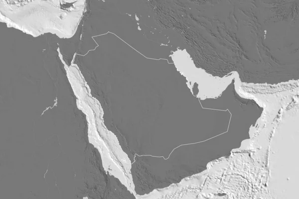 Área Extendida Arabia Saudita Mapa Elevación Bilevel Renderizado — Foto de Stock