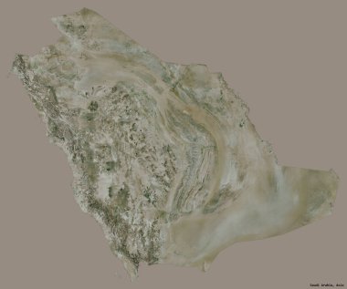 Başkenti koyu renk arka planda izole edilmiş Suudi Arabistan 'ın şekli. Uydu görüntüleri. 3B görüntüleme