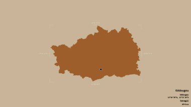Kedougou bölgesi, Senegal bölgesi, jeoreferatlı bir sınır kutusunda sağlam bir arka planda izole edilmiş. Etiketler. Desenli dokuların bileşimi. 3B görüntüleme