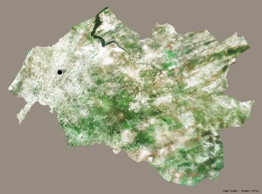 Louga 'nın şekli, Senegal bölgesi, başkenti katı renk arkaplanı ile izole edilmiş. Uydu görüntüleri. 3B görüntüleme