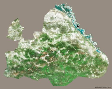 Matam 'ın şekli, Senegal bölgesi, başkenti katı renk arkaplanı ile izole edilmiş. Uydu görüntüleri. 3B görüntüleme